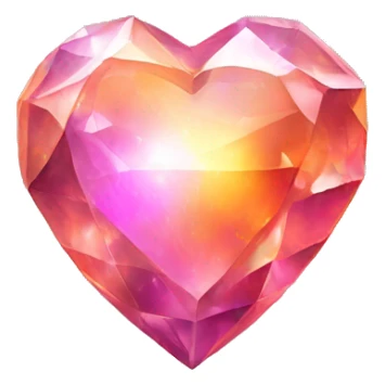 Orange and pink iridescent crystal heart sticker