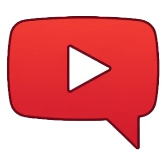 A minimalist logo for "YoutubeShort" combining YouTube play button in red (#FF0000) with a speech bubble and a simple AI brain circuit pattern. Clean lines, flat design. sticker
