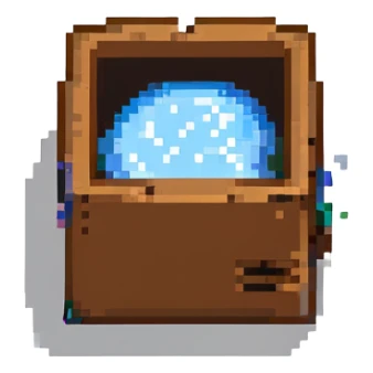 emoji of sleeping box, box is brown colored, open and empty, with a tiny Zzz bubble sticker