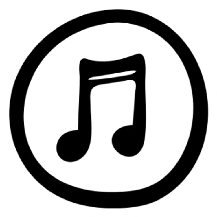 music icon, hand drawn black outlined style sticker