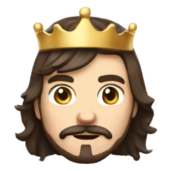 A developer with brown hair and a moustache and short beard wearing a black hoodie and is also wearing a crown slightly tilted to one side. sticker