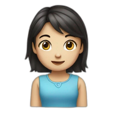 small girl with dark hair pointing up sticker