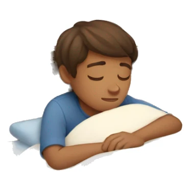 Brown hair boy sleeping in bed sticker