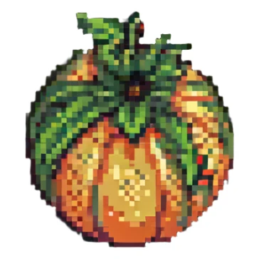 cantaloupe fruit pixel art style, simple, colorful sticker