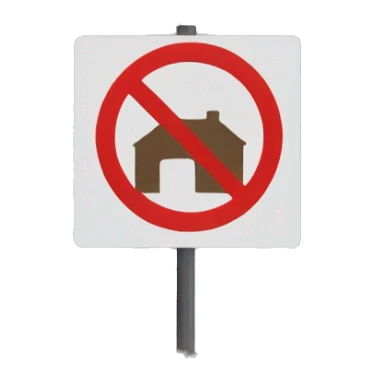 A flood symbol with a red stroke through it, indicating that flood are prohibited from this location sticker