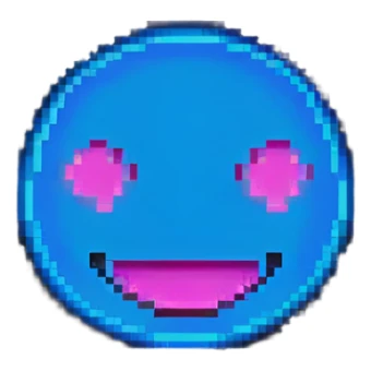 neon blue and pink glowing emoji sticker