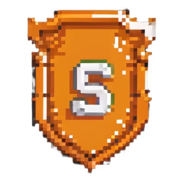 Detailed HTML5 logo with orange shield and white '5' in pixelated retro style sticker