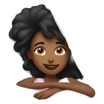 Black hair girl in the bed  sticker