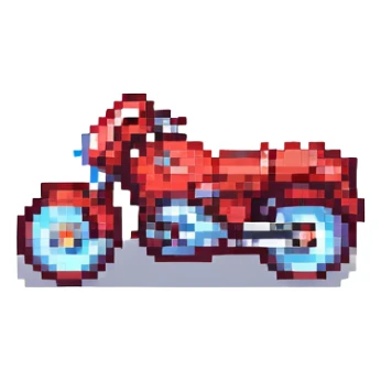 tiny red motorcycle pixel art, ultra simplified, web app favicon sticker