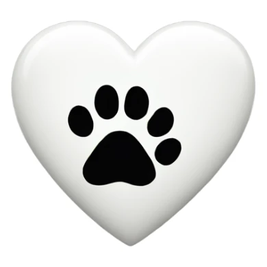 White heart with dog's paw sticker