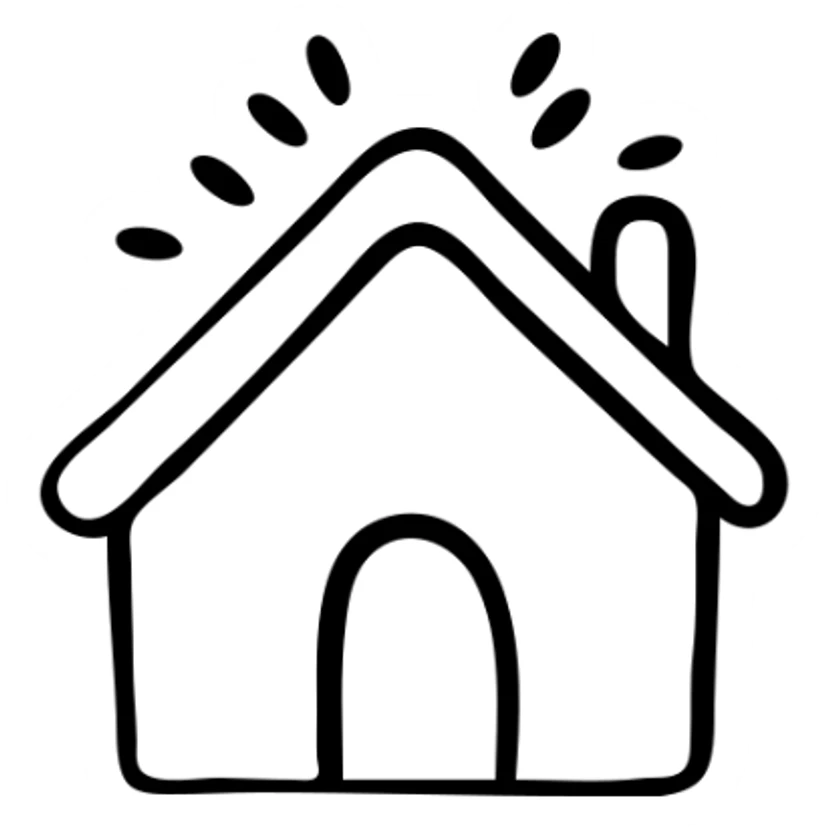 simple home house with roof and door sticker