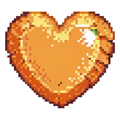 orange heart, pixel art style, small and vibrant sticker