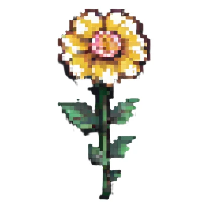 pixel art flower with very few pixels, extremely low resolution, minimal design sticker