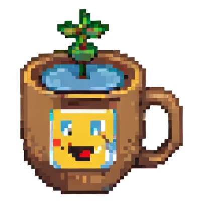 8-bit pixel art emoji,coffee in a coffee cup sticker