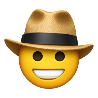 an emoji cracker (food) wearing a fedora sticker