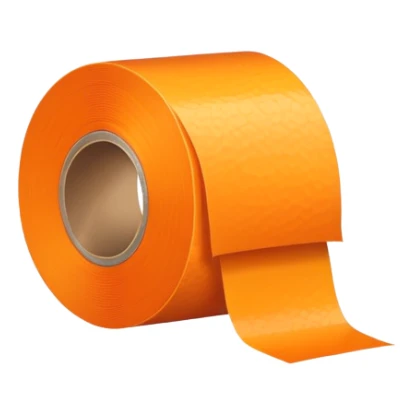 A roll of orange adhesive tape sticker