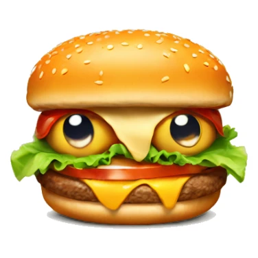 the angry burger showing big eyes sticker