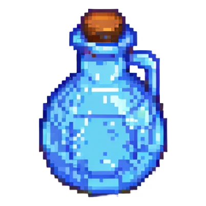 a blue potion bottle in pixel art style sticker