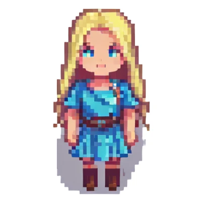 blonde girl, pixel art style sticker