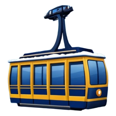 create a cablecar emoji in winter. make it navy dark blue. no yellow. and add the words in white: Lenk  sticker