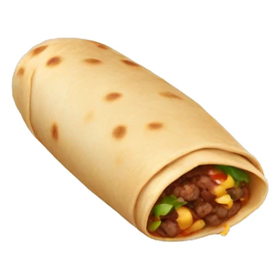 a long single burrito emoji, use only black and white colors. sticker