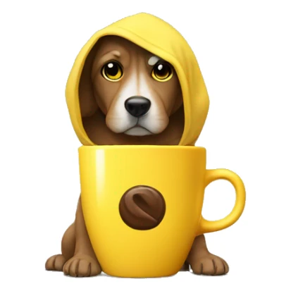 Dog coffe and yellow with hoddie sticker