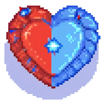 A red heart with a bright glowing blue star inside sticker