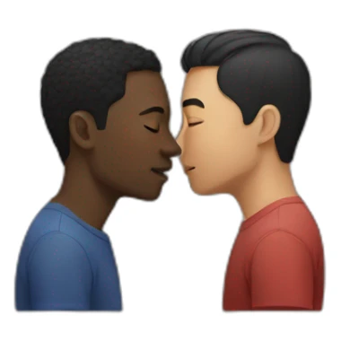 Black man and Asian man kissing sticker