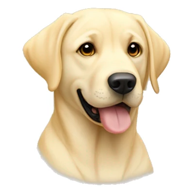 Yellow lab dog with a tag name Milo sticker