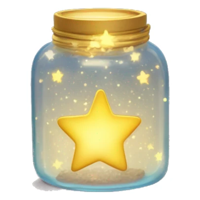 glowing star jar with tiny golden stars inside, emitting a soft sparkle. sticker