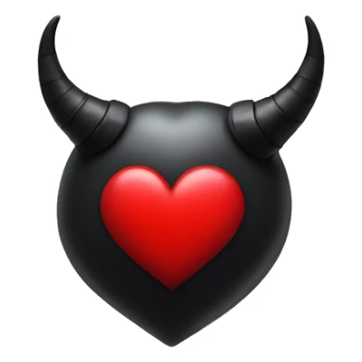 Red heart with black horns and tail  sticker