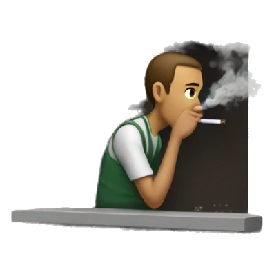 Man smoking outside leaning on a wall with his back sticker