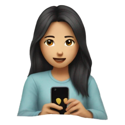 asian girl watching netflix on phone on bed sticker