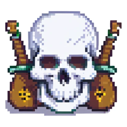 white skull and ace of spades, pixel art style sticker
