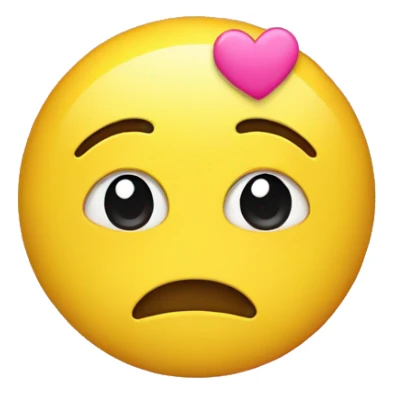 Shy yellow emoji with pink hearts around it  sticker
