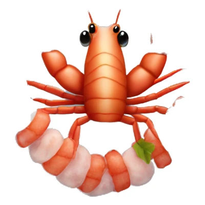 shrimp heart adorned with shrimp garland  sticker