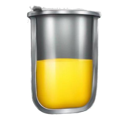 Small rectangle with yellow juice in the top and metal bottom with smoke coming from the top sticker