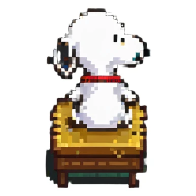 Snoopy sitting with Woodstock pixel art sticker