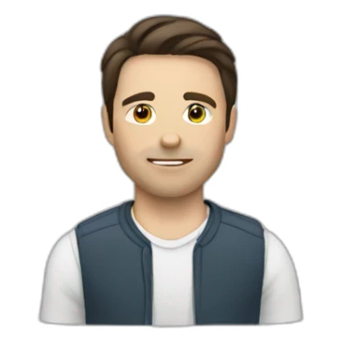 white male with medium long dark brown hair sticker