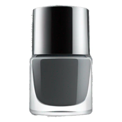 Dark grey nail polish bottle with black lid sticker
