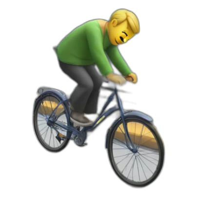 A man on a bicycle falls onto the tracks of a tramway sticker