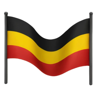 Flag with black at the top, red at the bottom and a medium yellow circle in the middle sticker