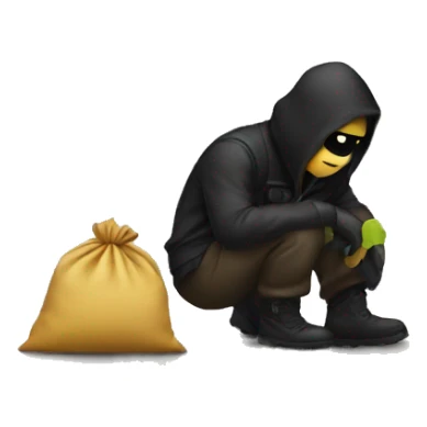 thief hiding bag in the ground sticker