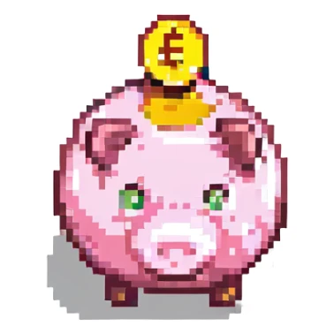 piggy bank with a coin sticker