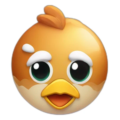 planet Jupiter with a cartoon smiling chicken face with smiling eyes sticker