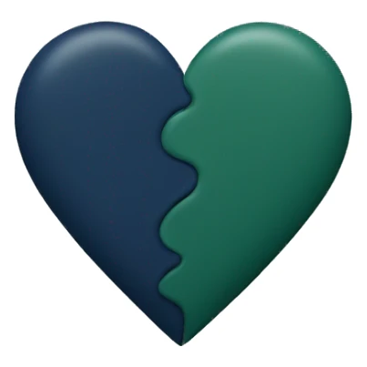 Half dark green and half navy blue heart  matte sticker