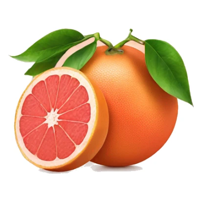 Grapefruit with leaves one of grapefruits cut sticker