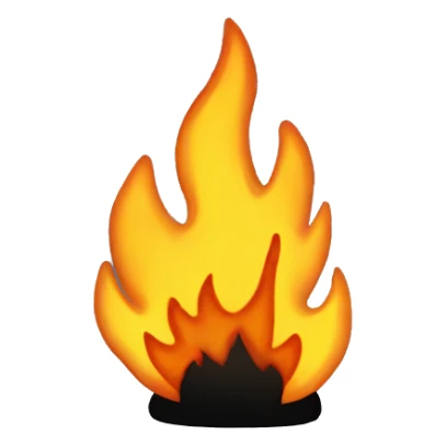 A fire with a face on it with black feet and black arms sticker