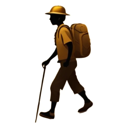 
una mezcla de sol + montaña + caminante estilo petroglifo sticker