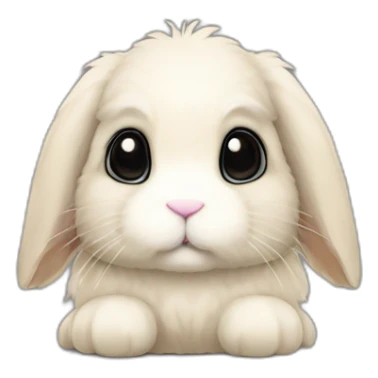 Fuzzy lop bunny with beige patches on the ears and back. He has a black patch on his eyes, between his eyes and on the right side of his nose. He is the hero of a profile called Pampuchowo. sticker